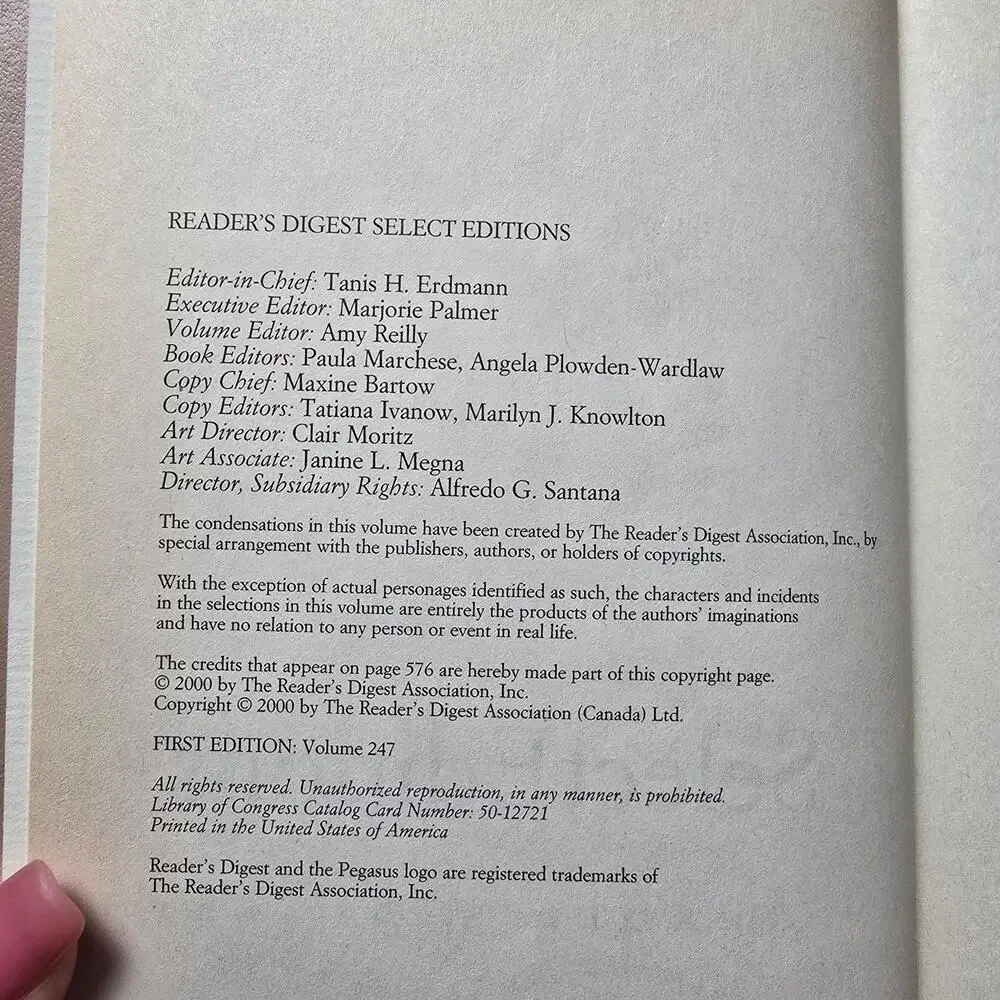 Vintage 2000 Readers Digest volume 1 Select Editions 4 stories Condensed Books
